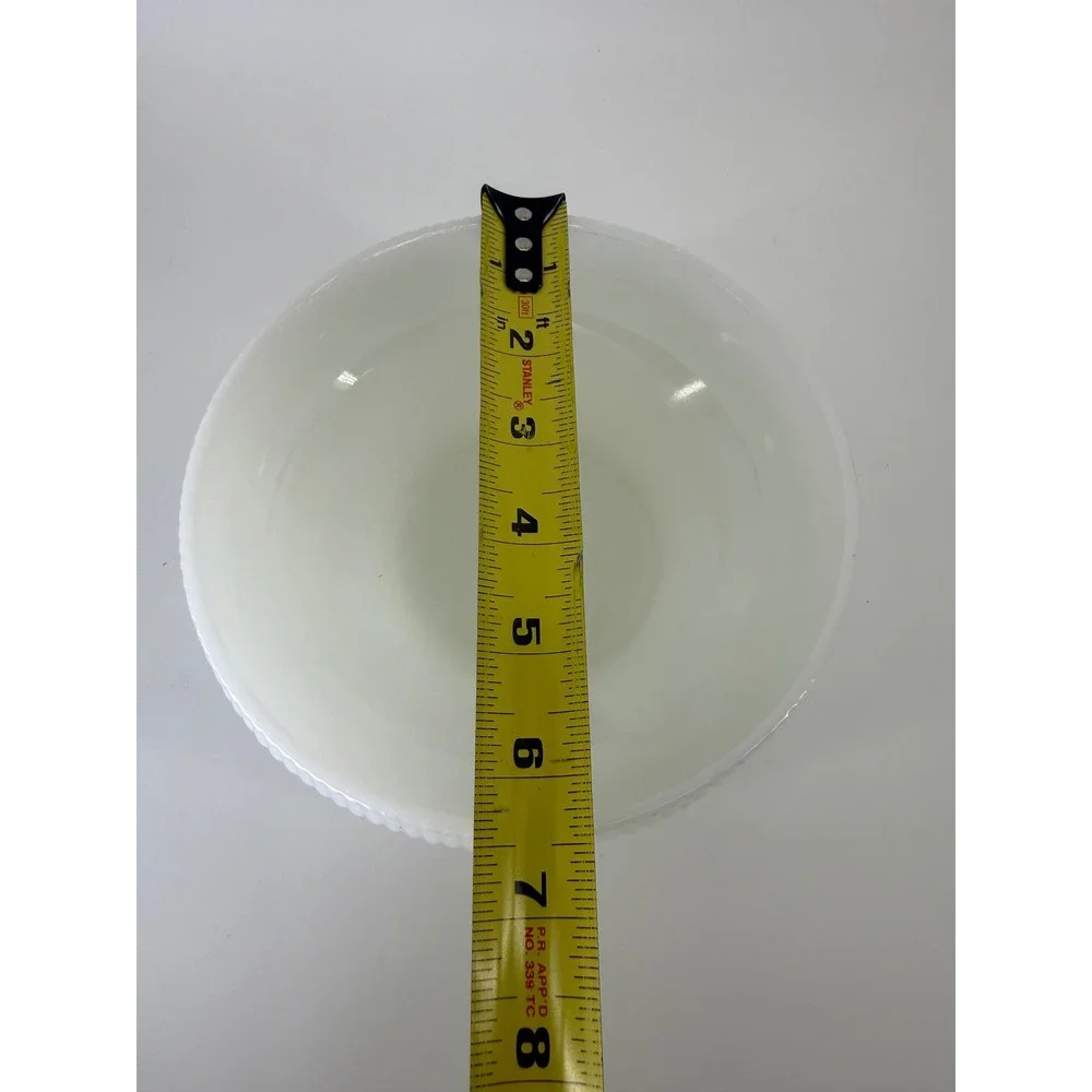 E.O. Brody‎ Co White Milk Glass Ribbed Bowl Vintage Cleveland Ohio USA 7.5